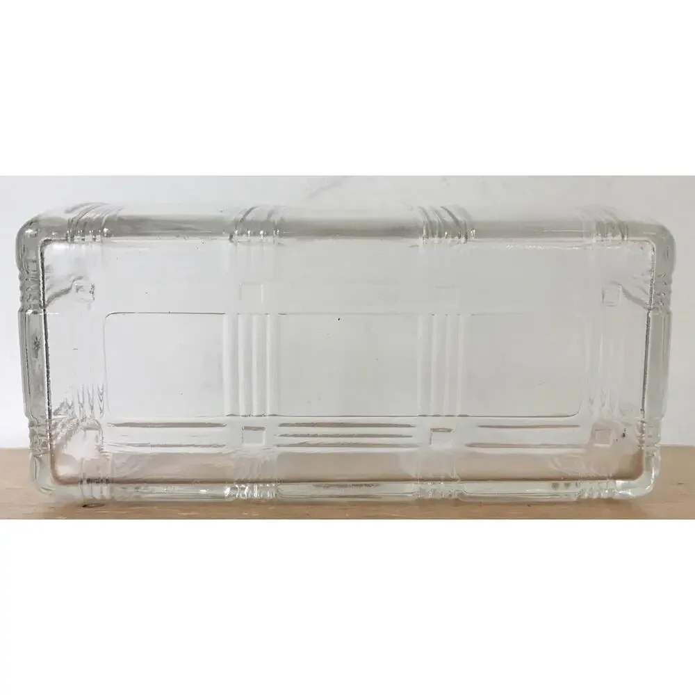Vtg Hazel Atlas Criss Cross Antique Plaid Glass Refrigerator Dish with Lid 8.5“